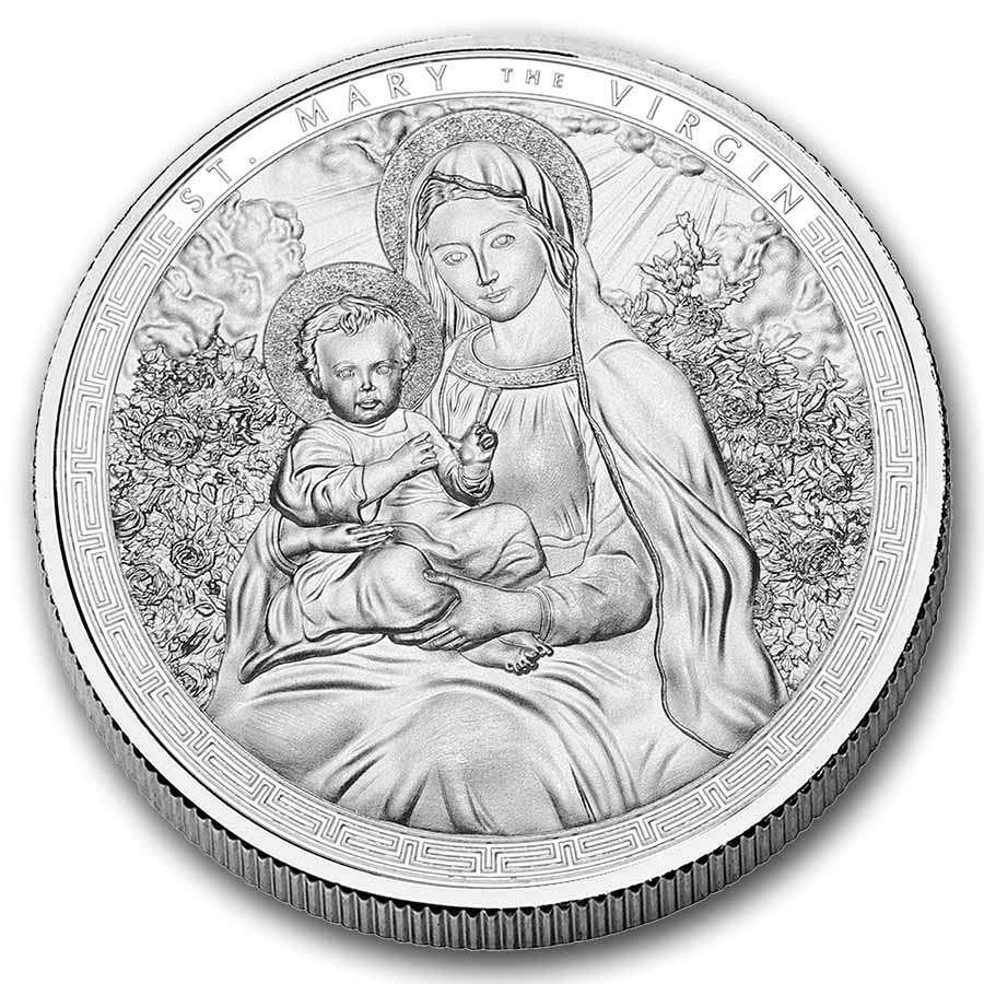 2025 Ghana 1 oz Ag Patron Saints St. Mary the Virgin (Box/COA)