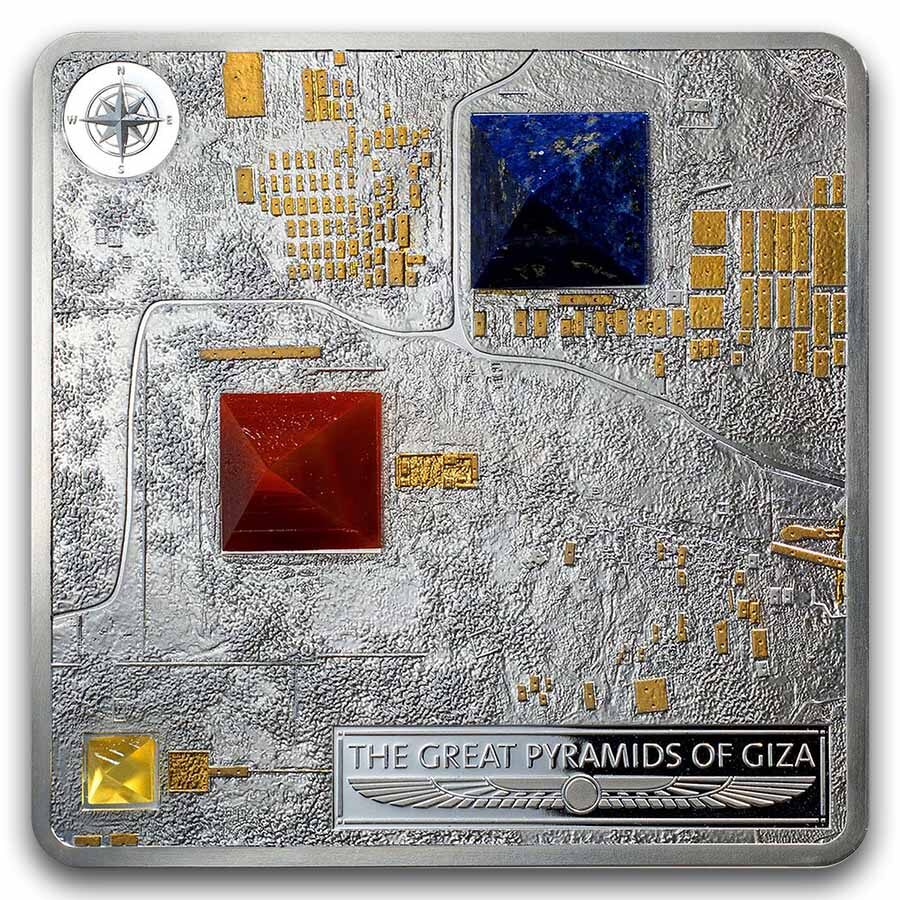 2025 Fiji 3 oz Silver Great Pyramids of Giza 3D Landscape