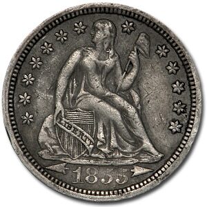 1855 Liberty Seated Dime w/Arrows XF