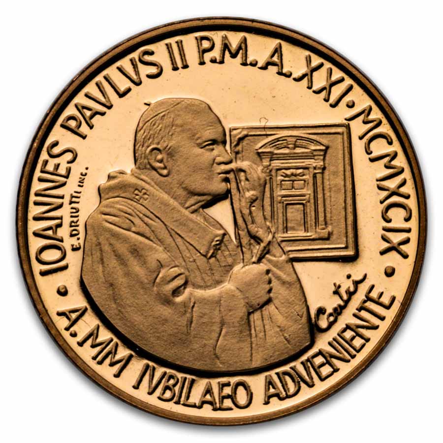 1999 Vatican City Proof Gold 50,000 Lire Pope John Paul II