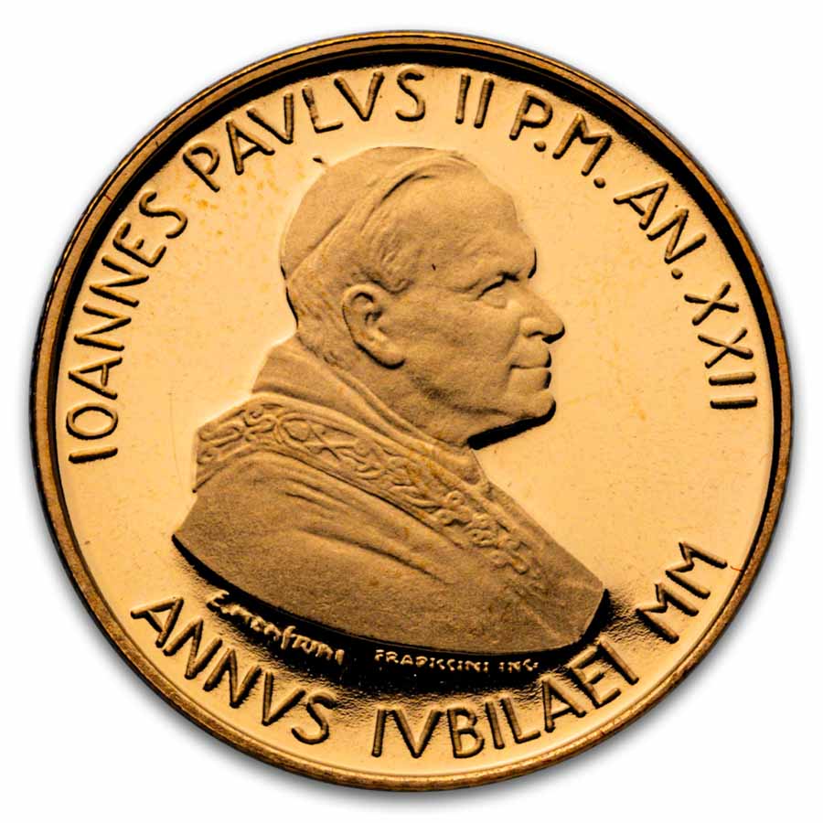 2000 Vatican City Proof Gold 50,000 Lire Pope John Paul II