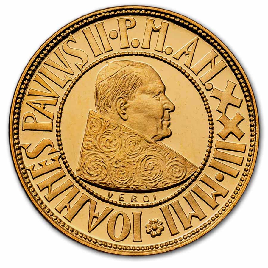 2001 Vatican City Proof Gold 50,000 Lire Pope John Paul II Crucif