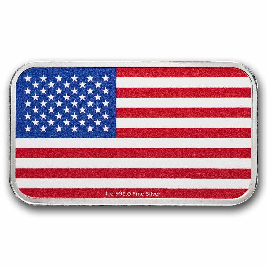 1 oz Silver Colorized Bar - American Flag