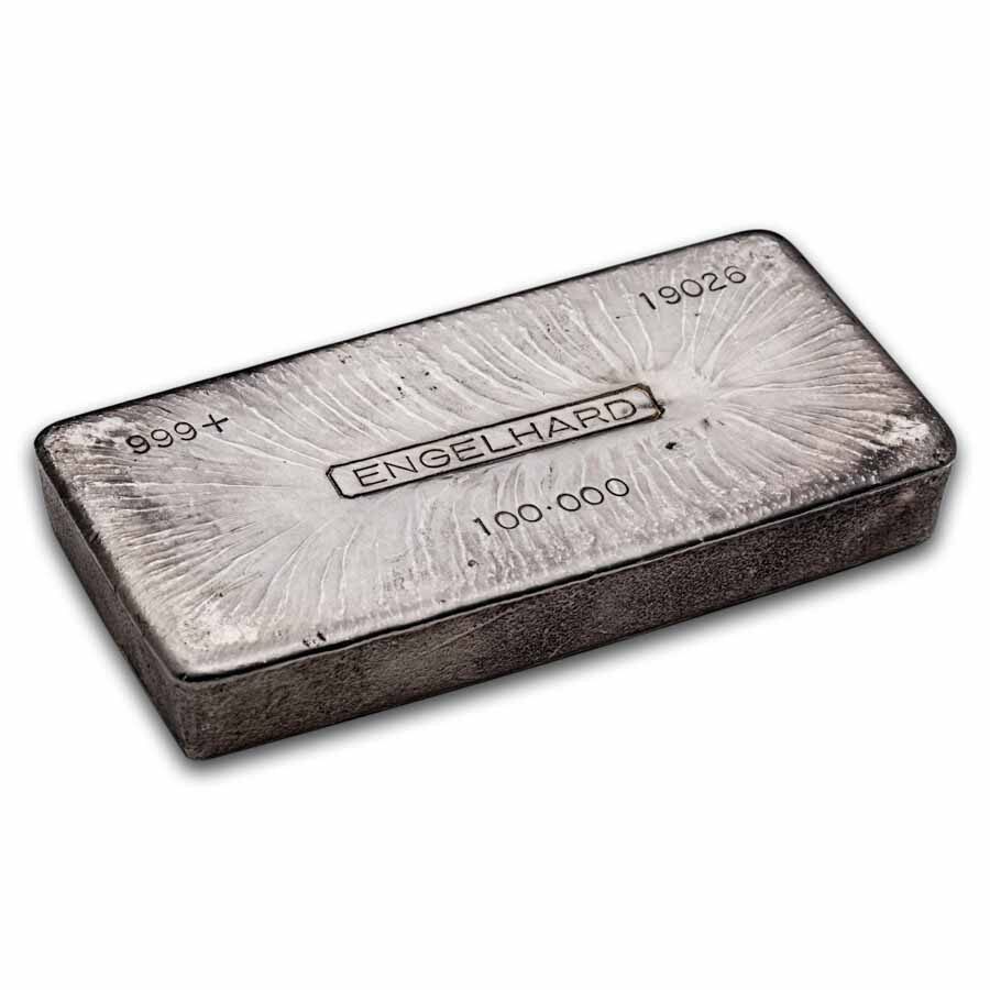 100 oz Silver Bar - Engelhard (3rd Ser., 5-Digit #, Floating Dec)