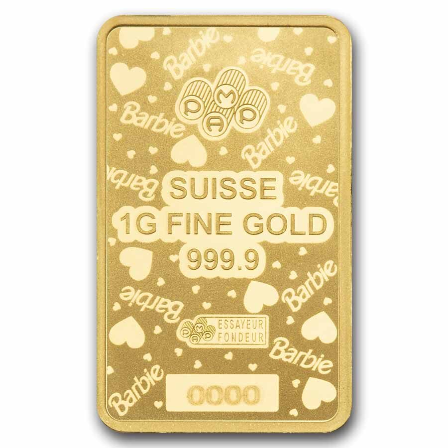 1 gram Gold Bar - PAMP Barbie™ Valentine's Day (In Assay)