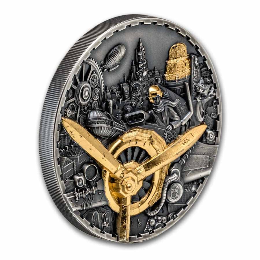 2025 Cook Islands 3 oz Silver Antique Steampunk: Aviation