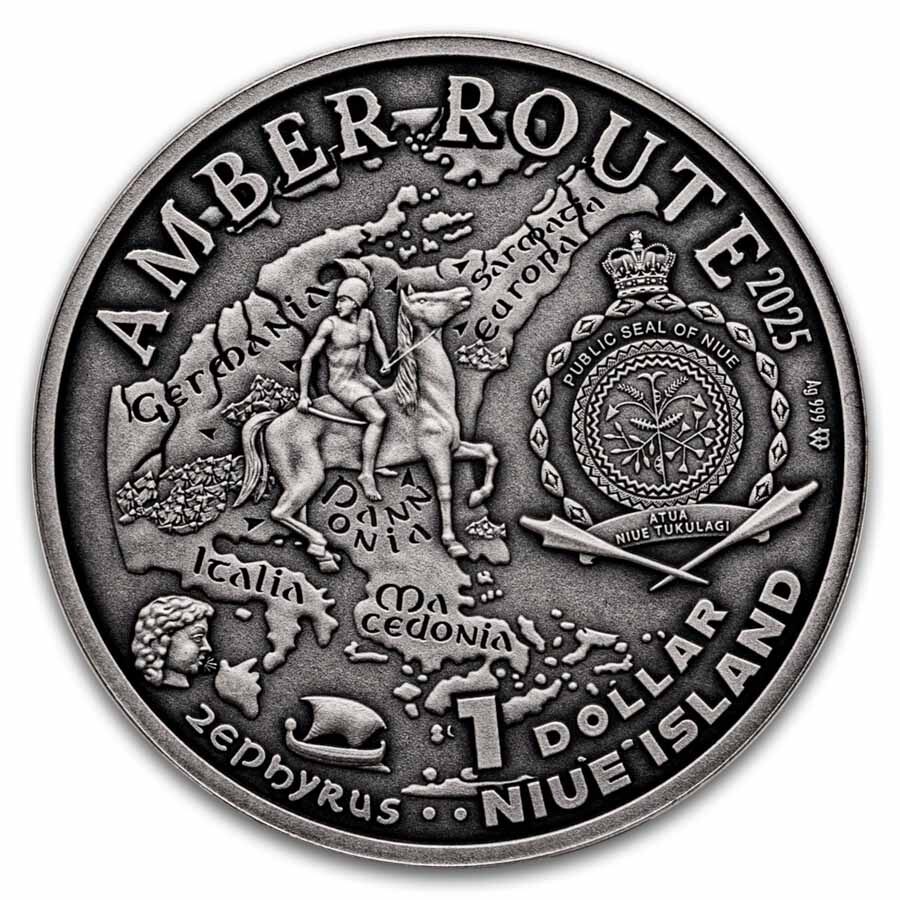 2025 Niue Silver Antique Amber Route: Italia (w/ Box & COA)