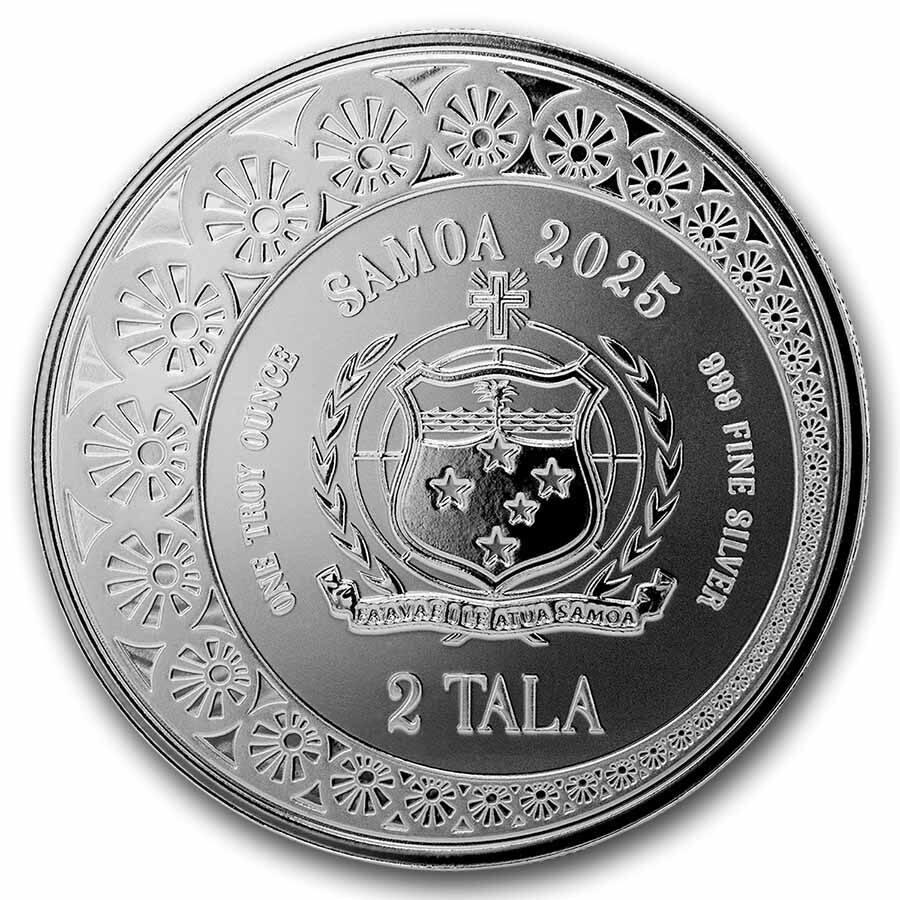 2025 Samoa 1 oz Silver 2 Tala Mermaid & Pearl BU