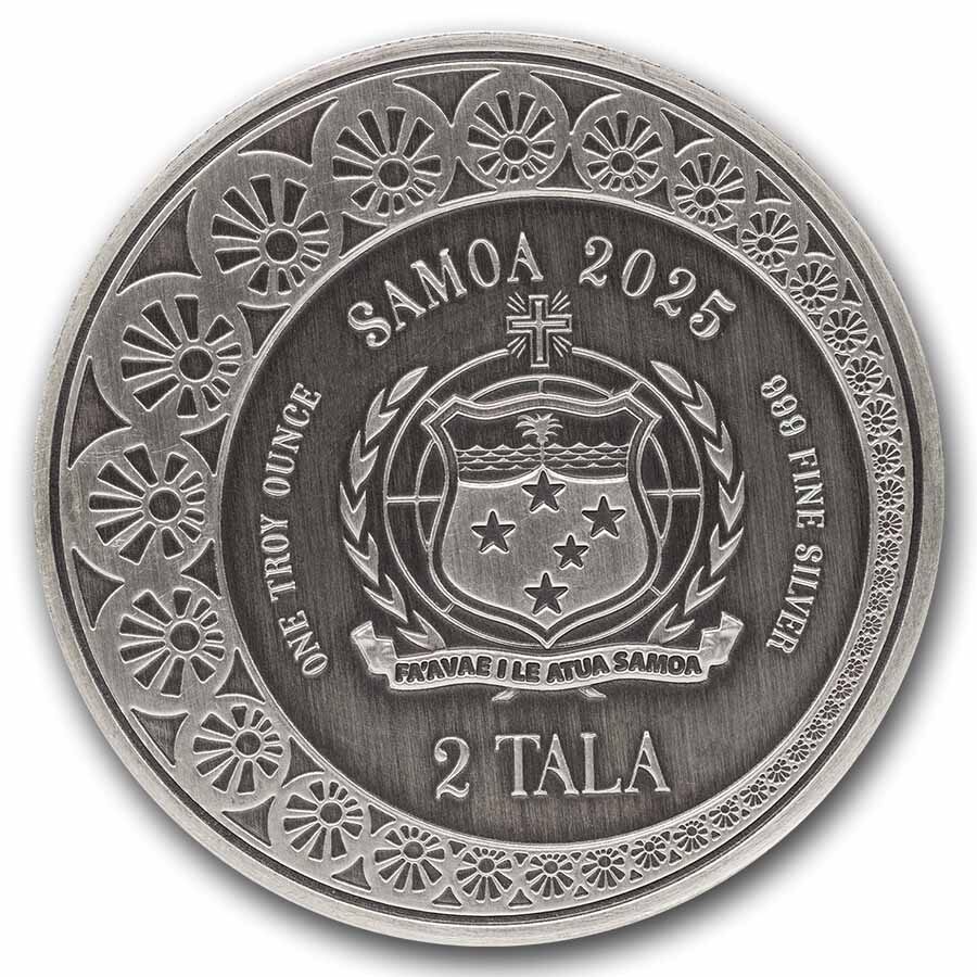 2025 Samoa 1 oz Silver 2 Tala Mermaid & Pearl (Antique)
