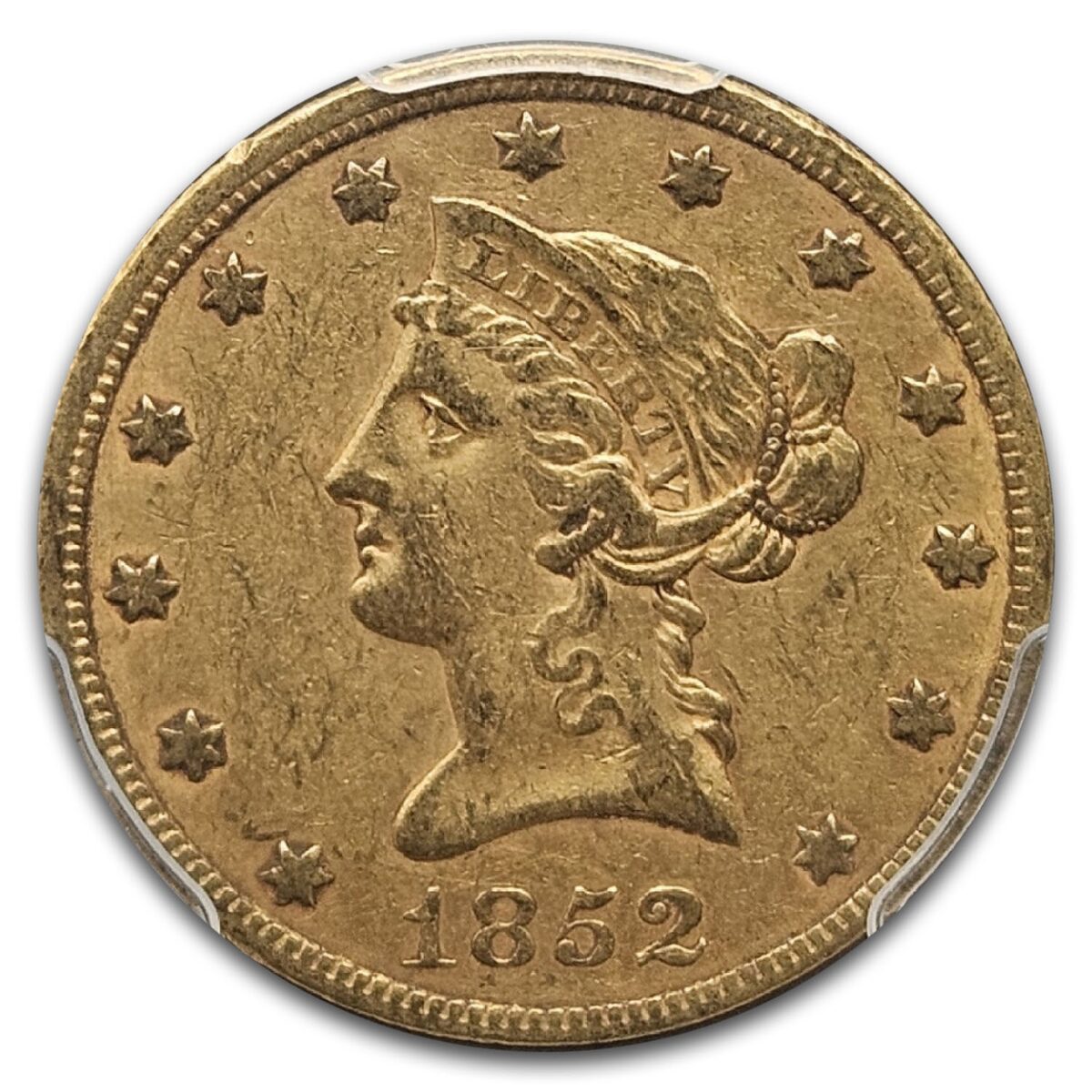 1852 $10 Liberty Gold Eagle XF-45 PCGS CAC