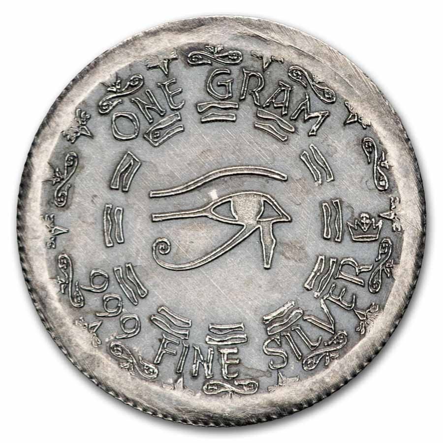 1 gram Silver Round - Old World Style Egyptian God Montu