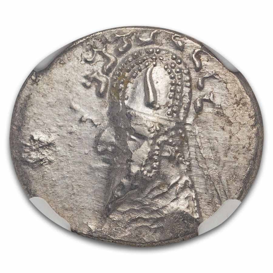 Parthian Empire Silver Drachm Sinatruces (93-69 BC) AU NGC