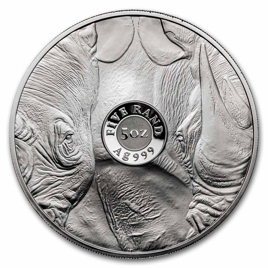 2025 South Africa 5 oz Silver Big Five Rhino Proof (w/ Box & COA)