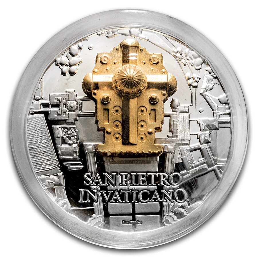 2025 Gabon 1 oz Silver Full Sculpture San Pietro Shaped Coin