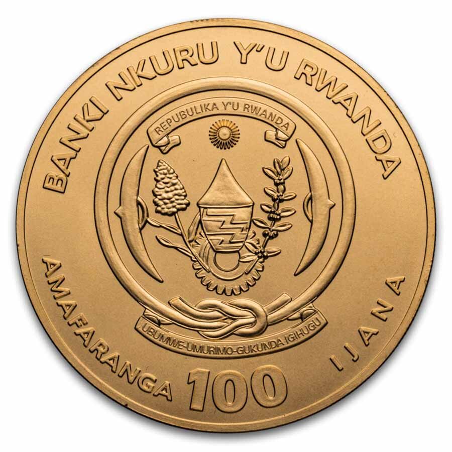 2026 Rwanda 1 oz Gold African Ounce Spotted Hyena BU
