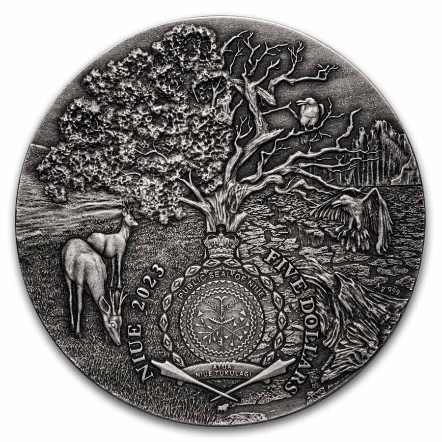 2023 Niue 2 oz Silver Antique Angels & Demons: Leviathan
