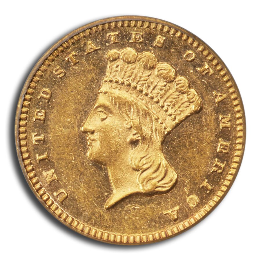 1875 $1 Indian Head Gold MS-62 PCGS CAC