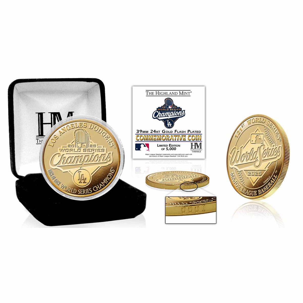 2025 World Series Champions Los Angeles Dodgers Gold Plated Coin