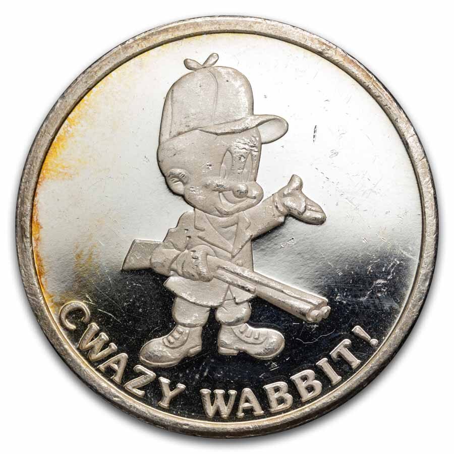1 oz Silver Round - 1990 Elmer Fudd 50th Birthday (Scruffy)