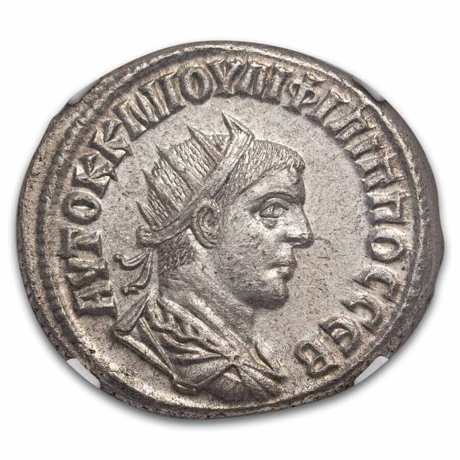 Roman Provincial BI Tetradrachm Philip II (247-249) AU NGC