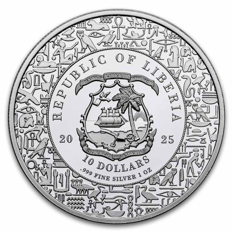 2025 Liberia 1 oz Silver Egyptian Heritage: Anubis
