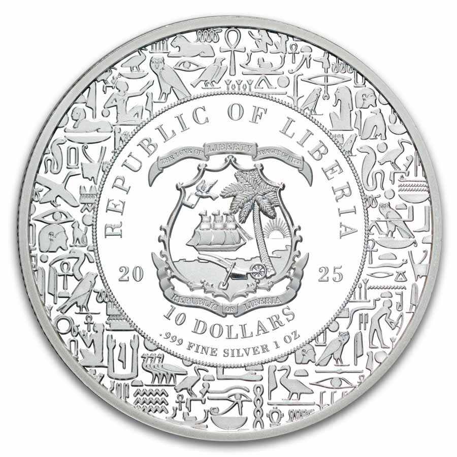 2025 Liberia 1 oz Silver Egyptian Heritage: Osiris