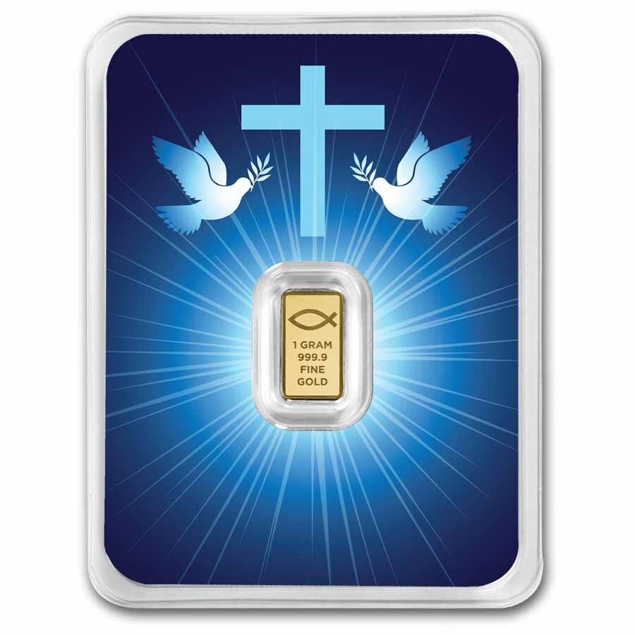 1 gram Gold Bar - Blessings of Jesus Christ (Dove & Cross TEP)