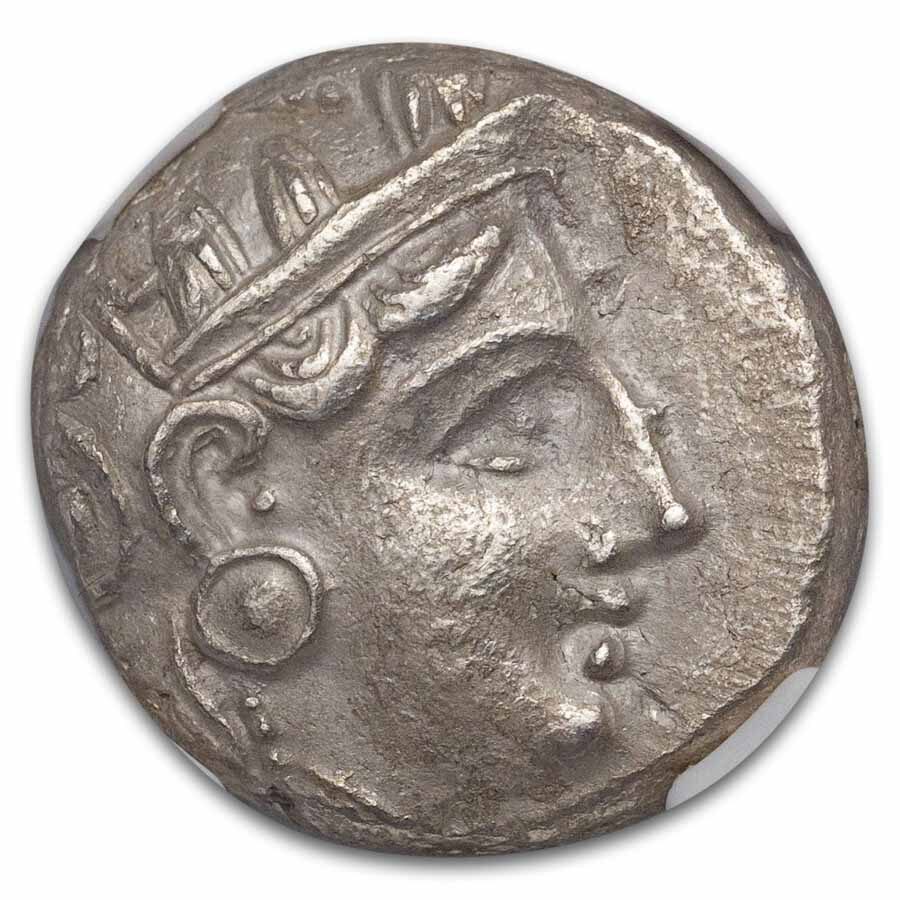 Attica Athens Silver Tetradrachm Owl (393-294 BC) Ch XF NGC 4/3