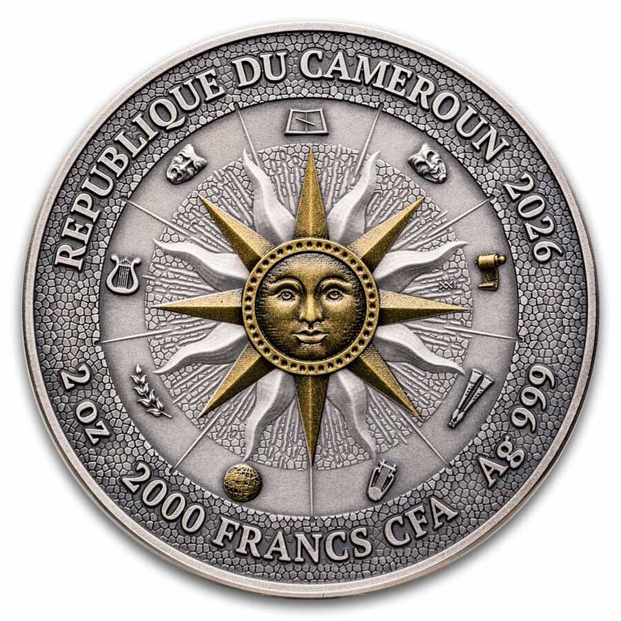 2026 Cameroon 2 oz Silver The Nine Muses: Clio & Urania