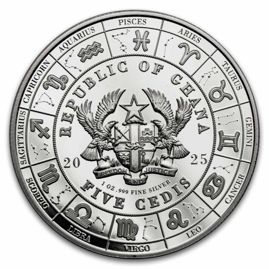 2025 Republic of Ghana 1 oz Silver Anime Zodiac: Leo