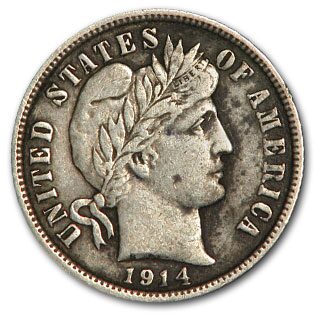 1914-D Barber Dime VF