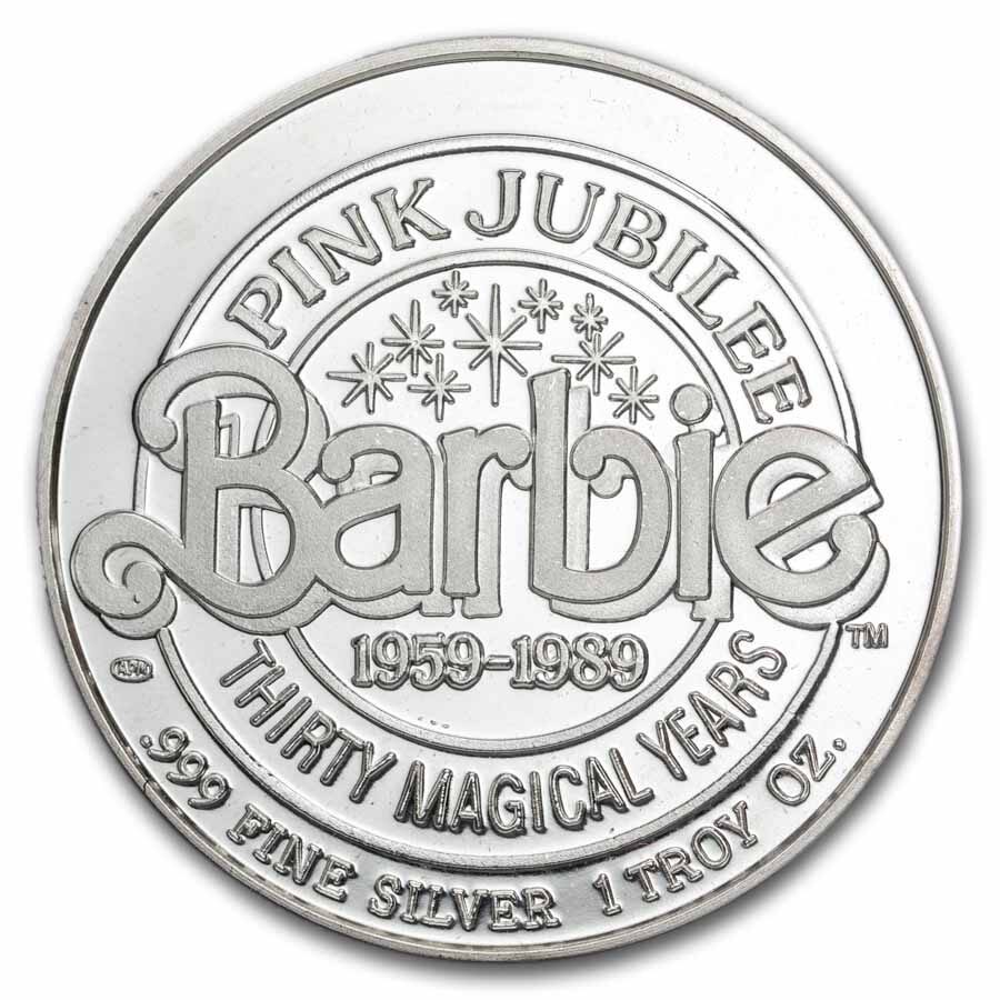 1 oz Silver Round - 1989 Barbie Pink Jubilee (APM Trade Unit)
