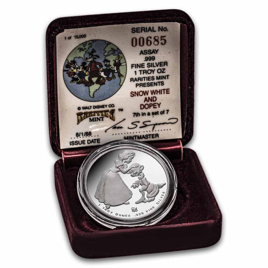 1 oz Silver Round - Disney/Around the World (w/Box & COA, Dopey)