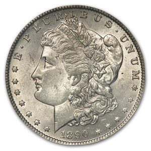 1890-O Stage Coach Silver Dollar BU PCGS