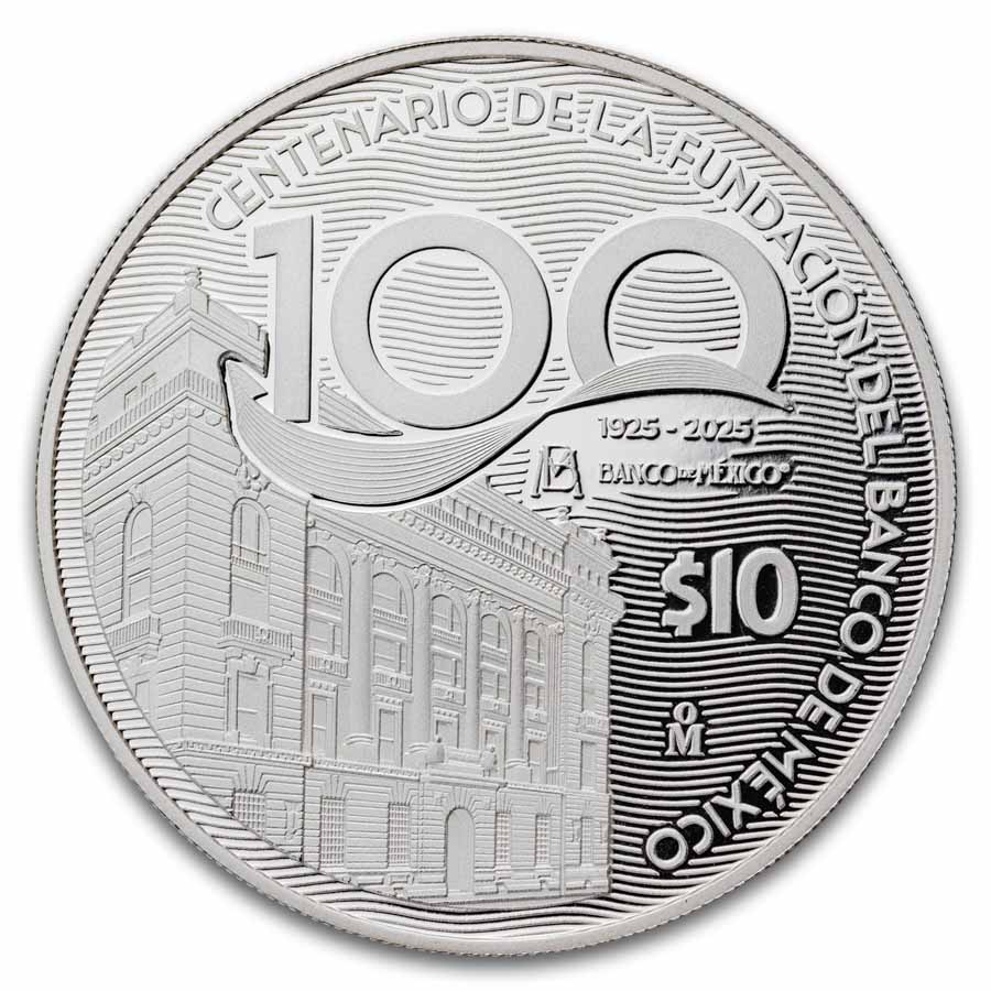 2025 Mexico 2 oz Silver 100th Anniversary Banco de Mexico Proof