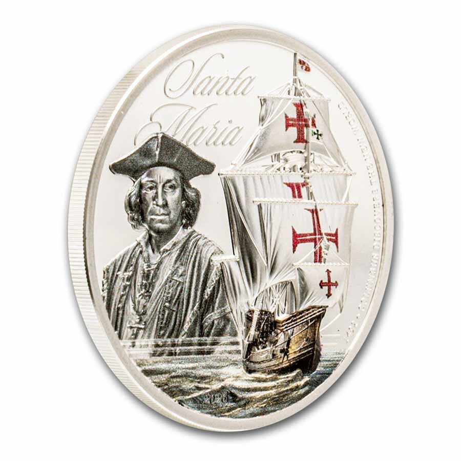 2026 Cook Islands 1 oz Silver Legends of the Sea: Santa Maria