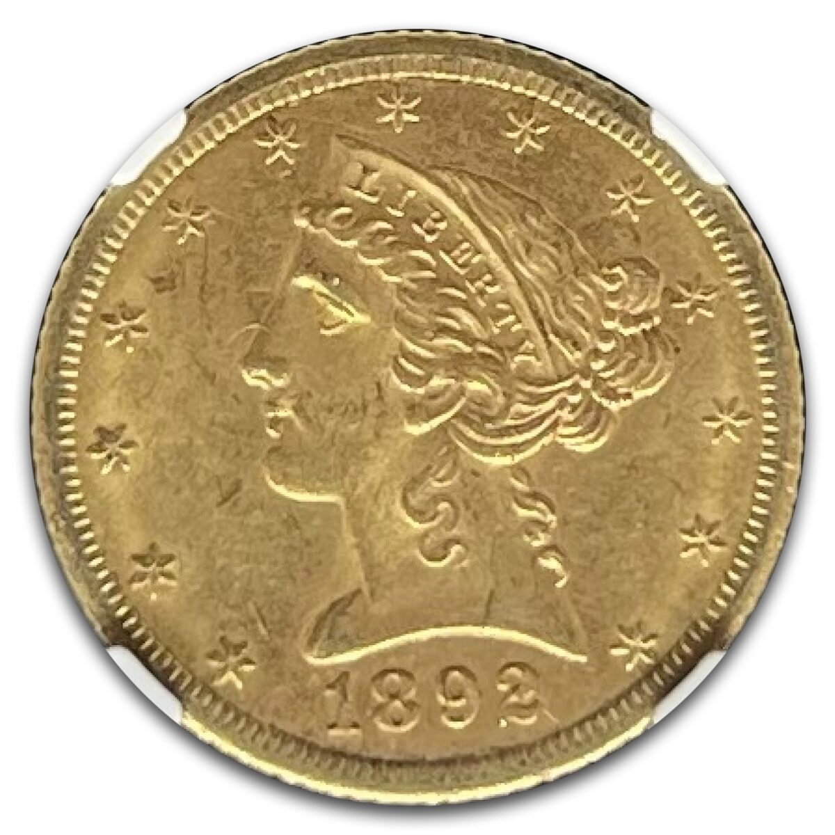 1892-CC $5 Liberty Gold Half Eagle MS-62 NGC CAC