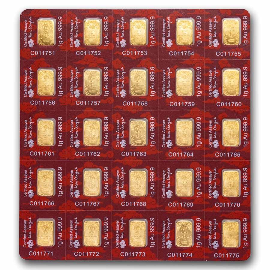 25x1 gram Gold Bar PAMP Suisse Dragon Multigram+25 (In Assay)