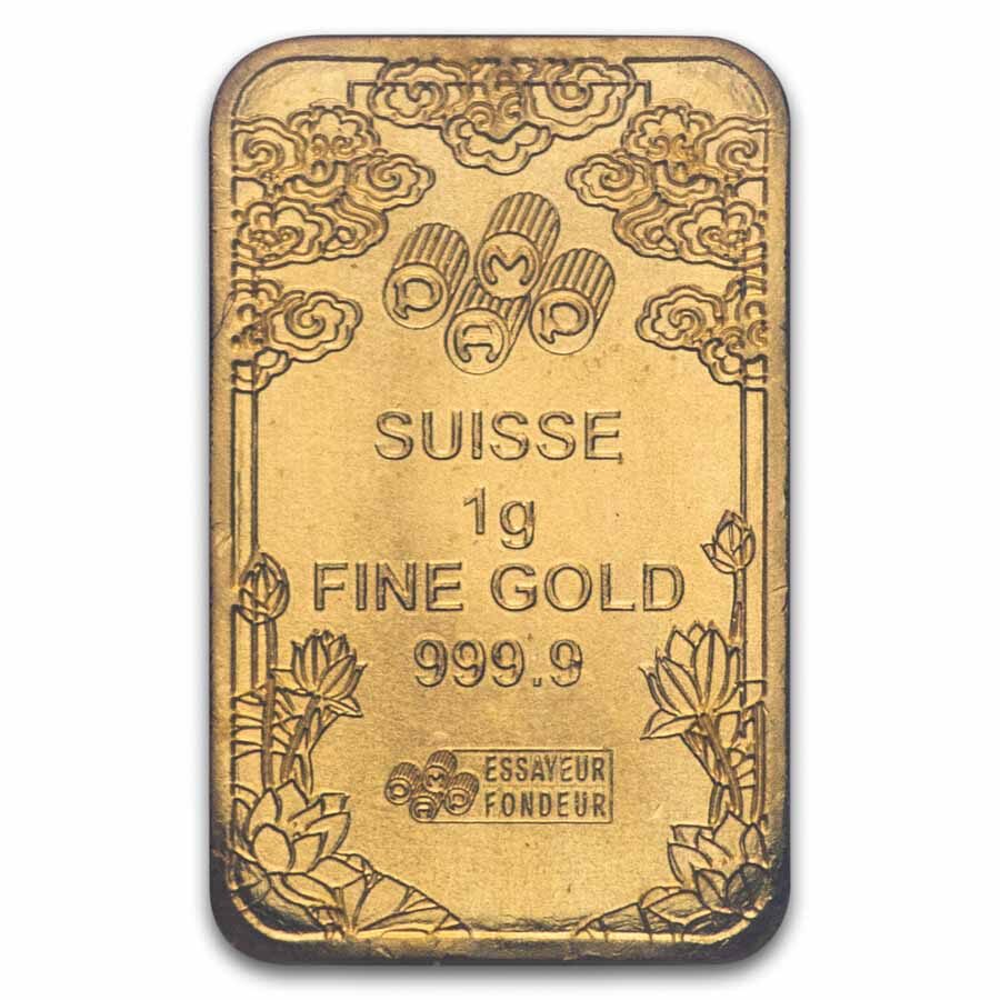 1 gram Gold Bar - PAMP Suisse Dragon Multigram+25 (In Assay)