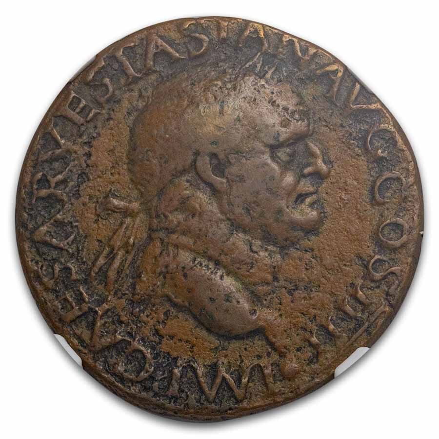 Roman Empire AE As Emperor Vespasian (69-79 AD) Ch Fine NGC
