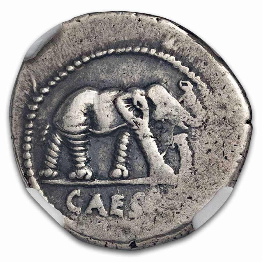 Roman AR Denarius Julius Caesar Elephant (44 BC) Ch VF NGC 3/3