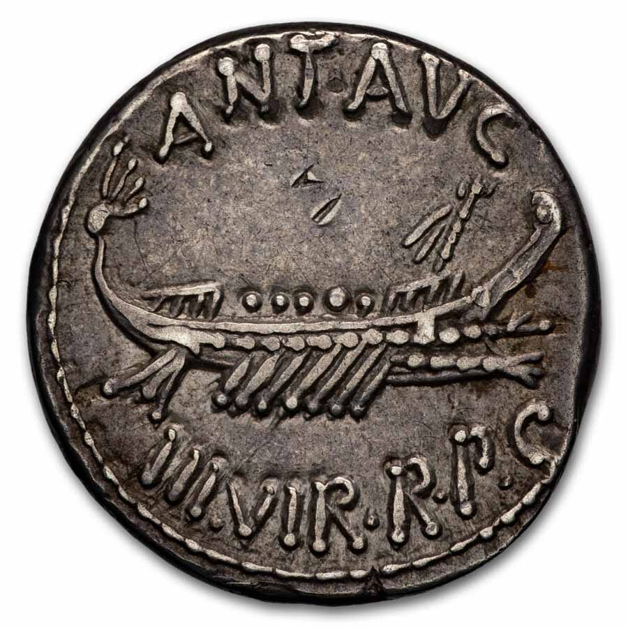Roman AR Denarius Marc Antony Legion II (32-31 BC) XF (Toned)