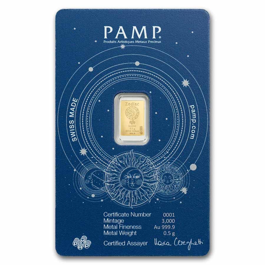 1/2 gram Gold Bar - PAMP Suisse Zodiacs: Cancer