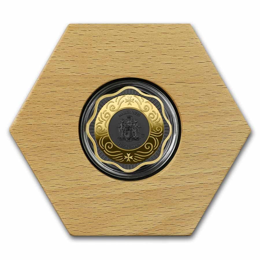 2025 Malta 2 oz Silver Maltese Ox 10 Euro BU Coin (UHR/Gilded)