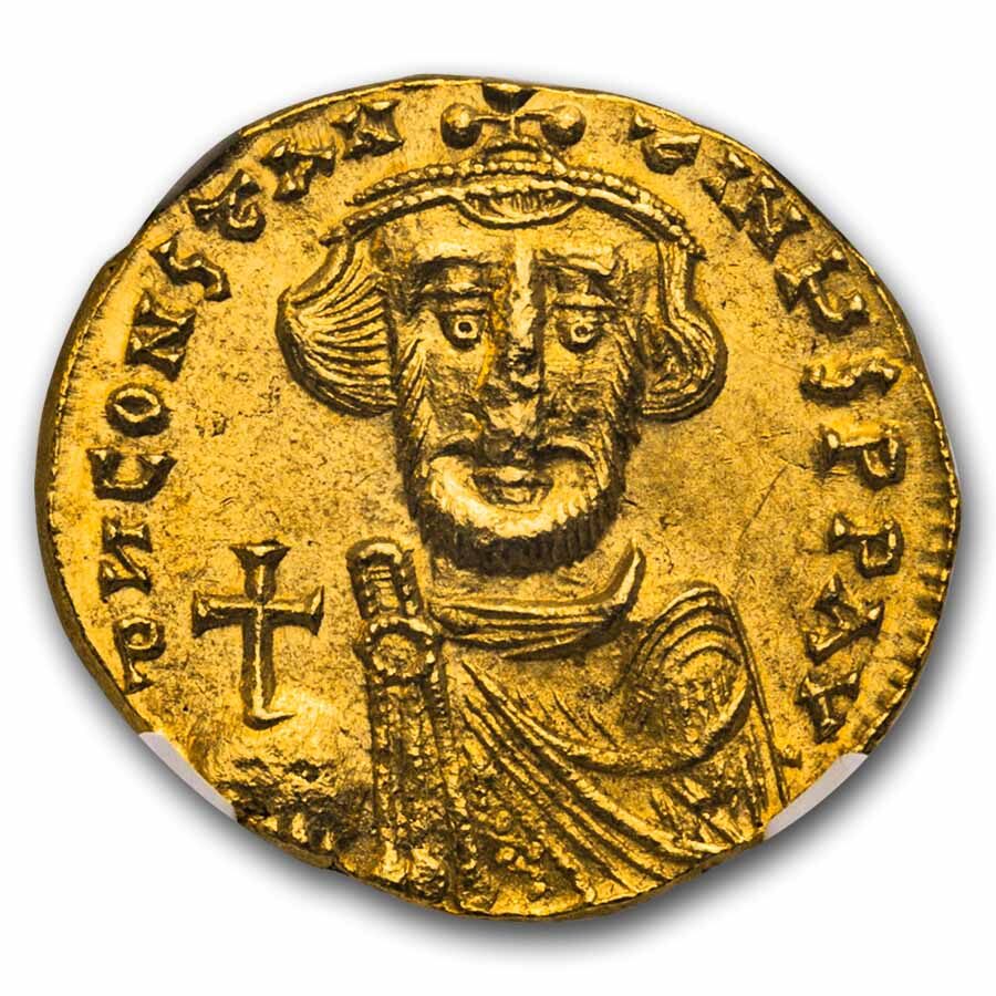 Byzantine AV Gold Solidus Constans II (641-668 AD) CH AU NGC 4/3