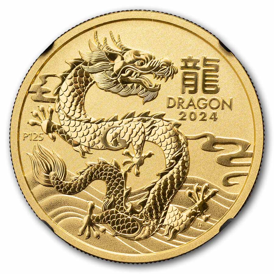 2024 Australia 1 oz Gold Lunar Dragon MS-70 NGC (First Release)
