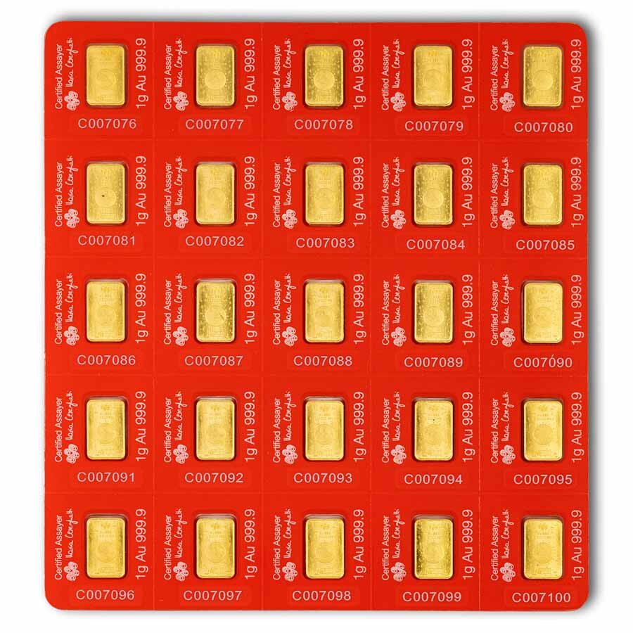 25x1 gram Gold Bar PAMP Suisse Lunar Horse Multigram (In Assay)