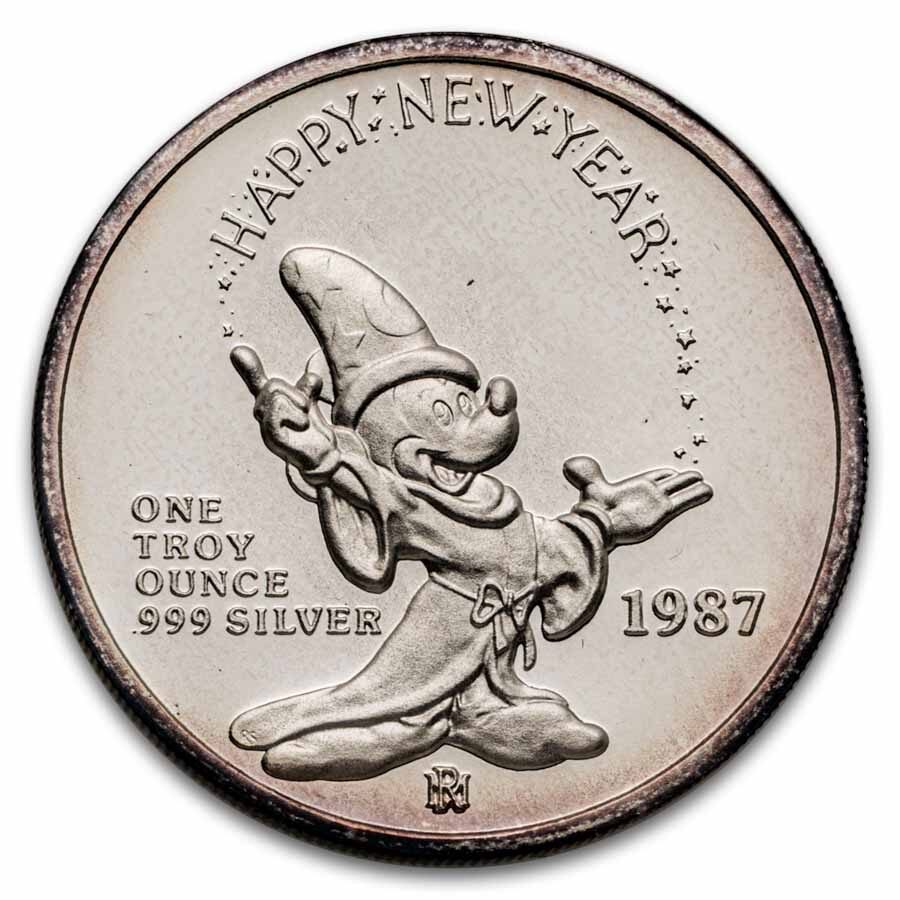 1987 1 oz Silver Round - Mickey's Holiday Treasures (Box & COA)