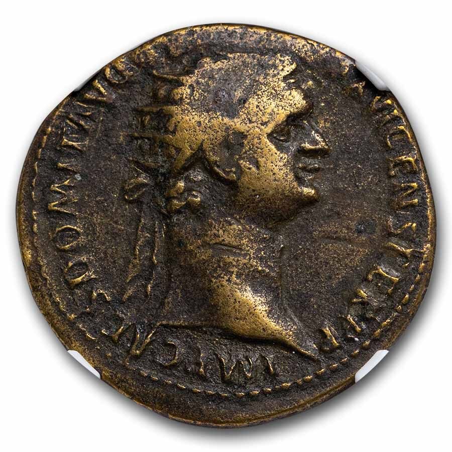 Roman AE Dupondius Emperor Domitian (81-96 AD) Ch F NGC
