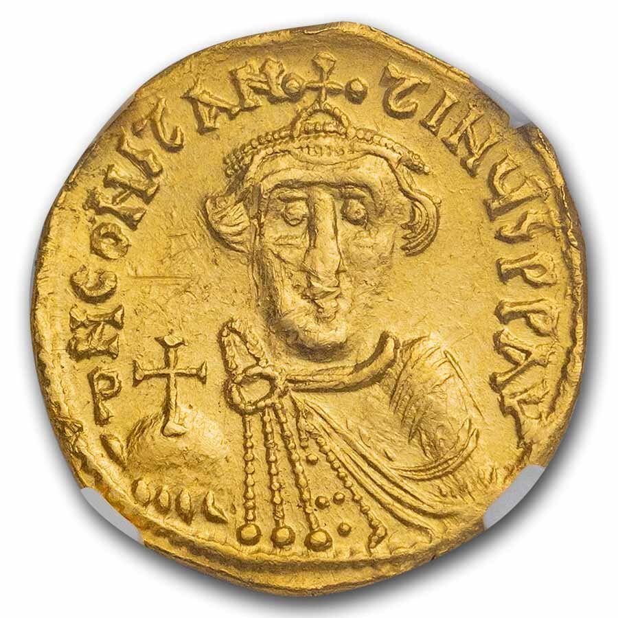 Byzantine AV Gold Solidus Constans II (641-668 AD) AU NGC (5/2)